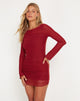image of Aspen Mini abito a maniche lunghe in mesh bordeaux