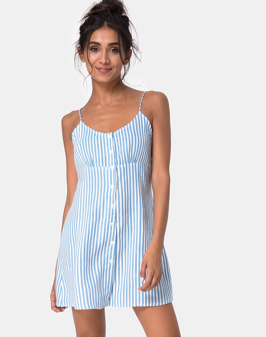 Auvaly Slip Dress in Basic Stripe Blu e Bianco