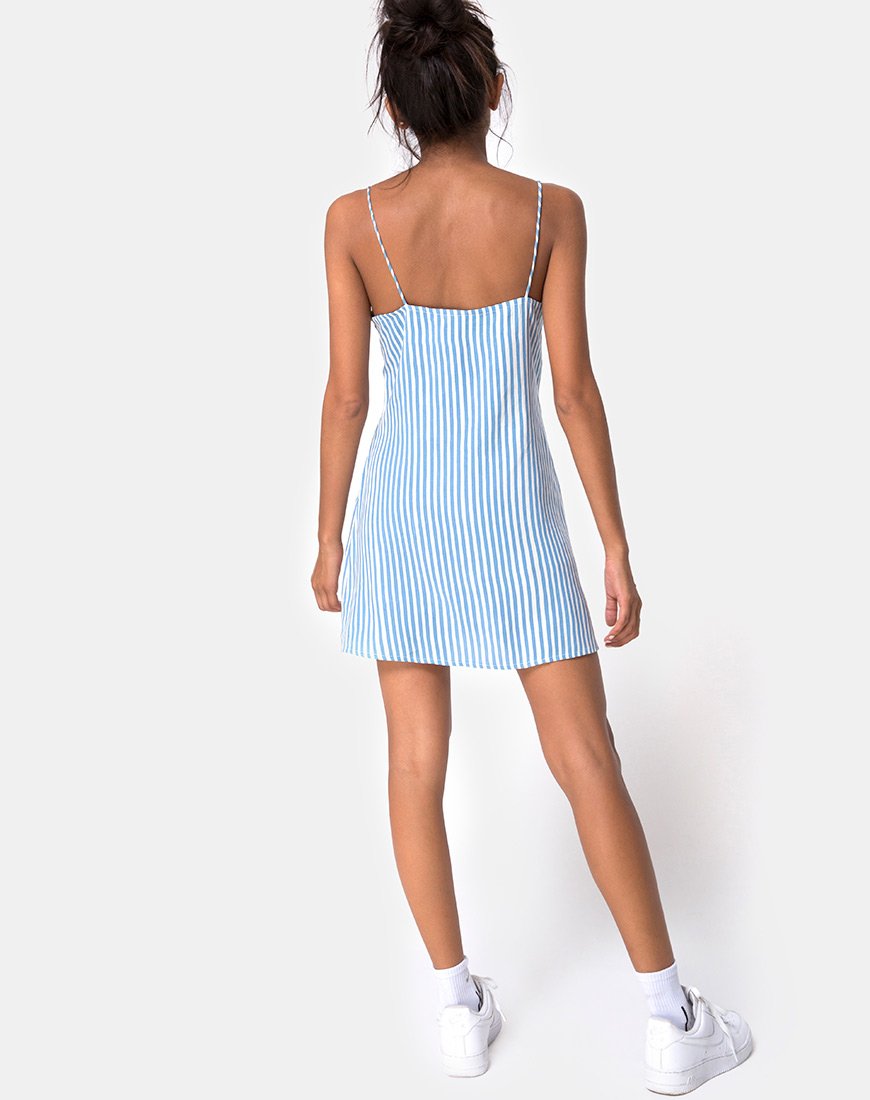 Immagine di Auvaly Slip Dress in Basic Stripe Blu e Bianco