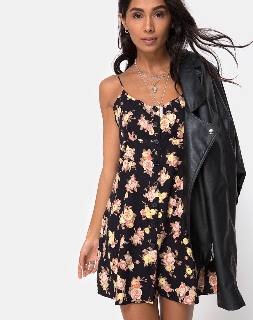 Auvaly Slip Dress in rosa antico nero