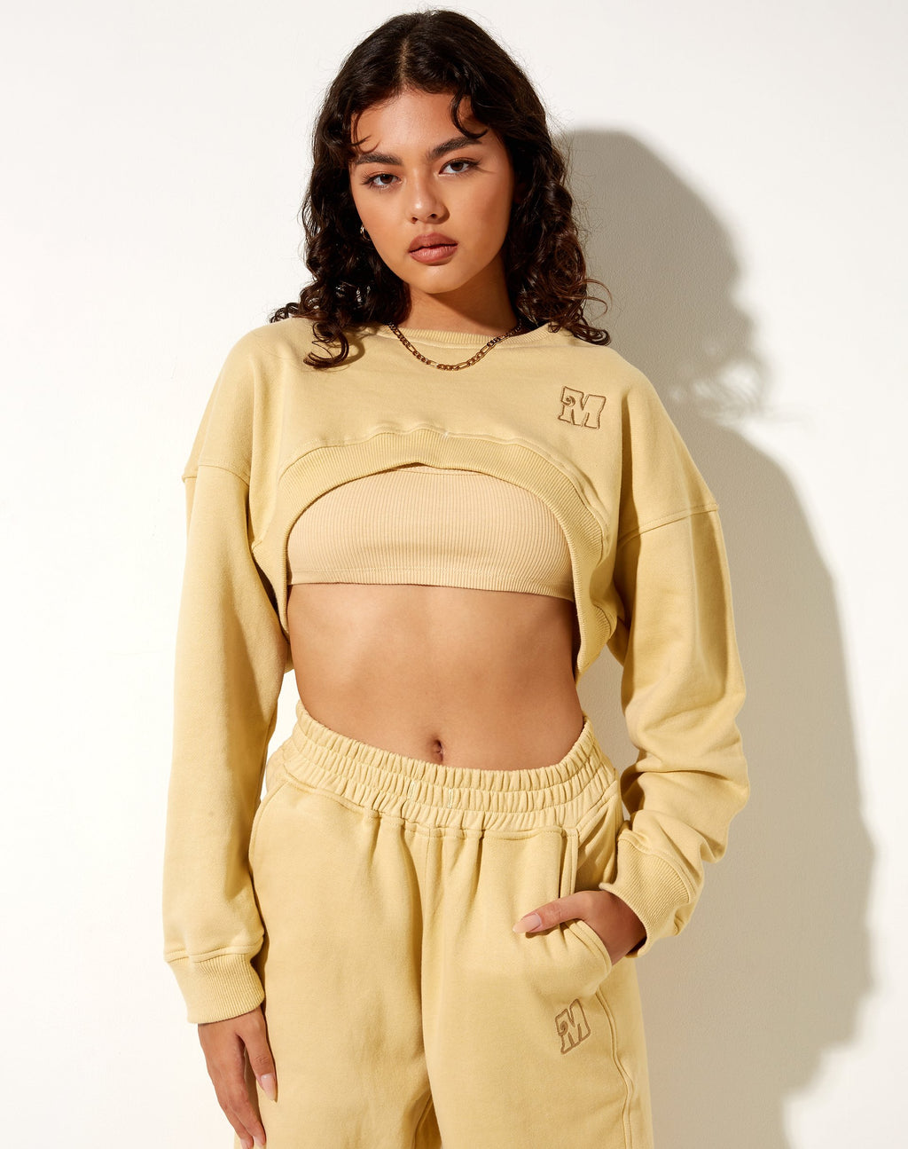 Felpa Bacel Cropped in Custard M Embro