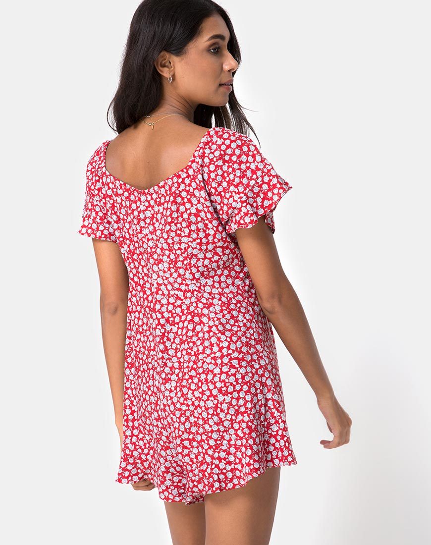 Immagine di Bae Playsuit in rosso rosa ditsy e argento