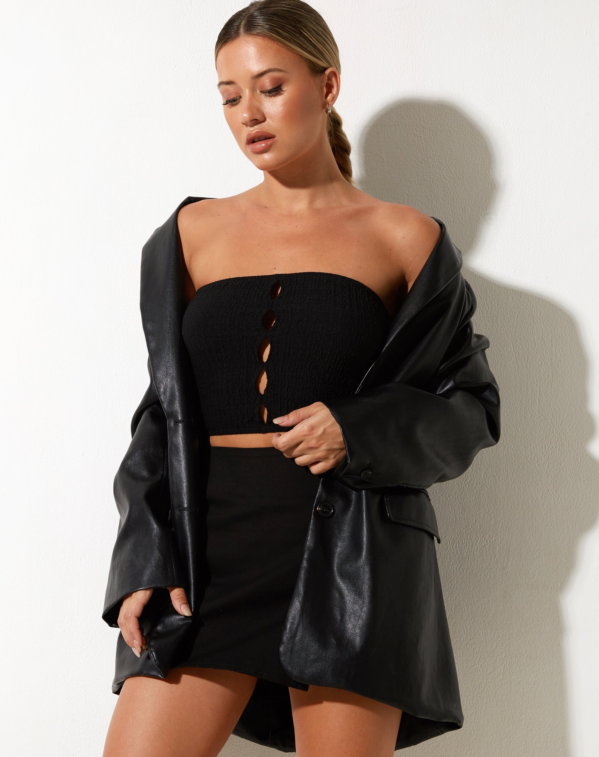 immagine di Baha Bandeau Top in Bubble Jersey Nero