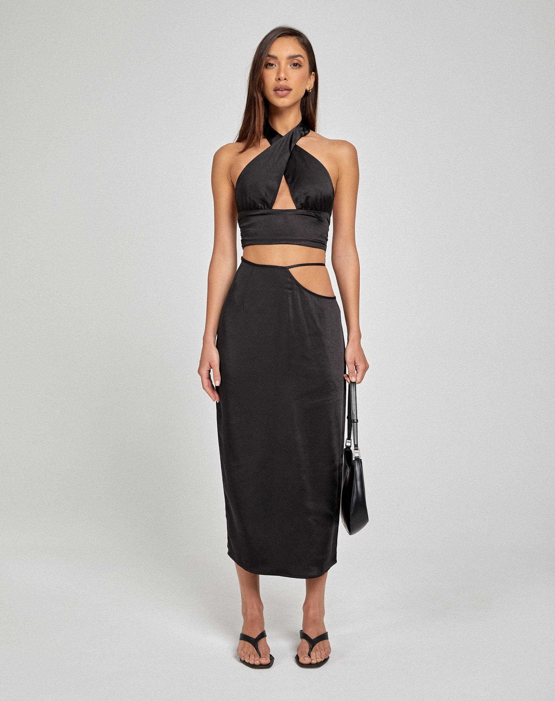 immagine di Gardy Midi Skirt in satin nero