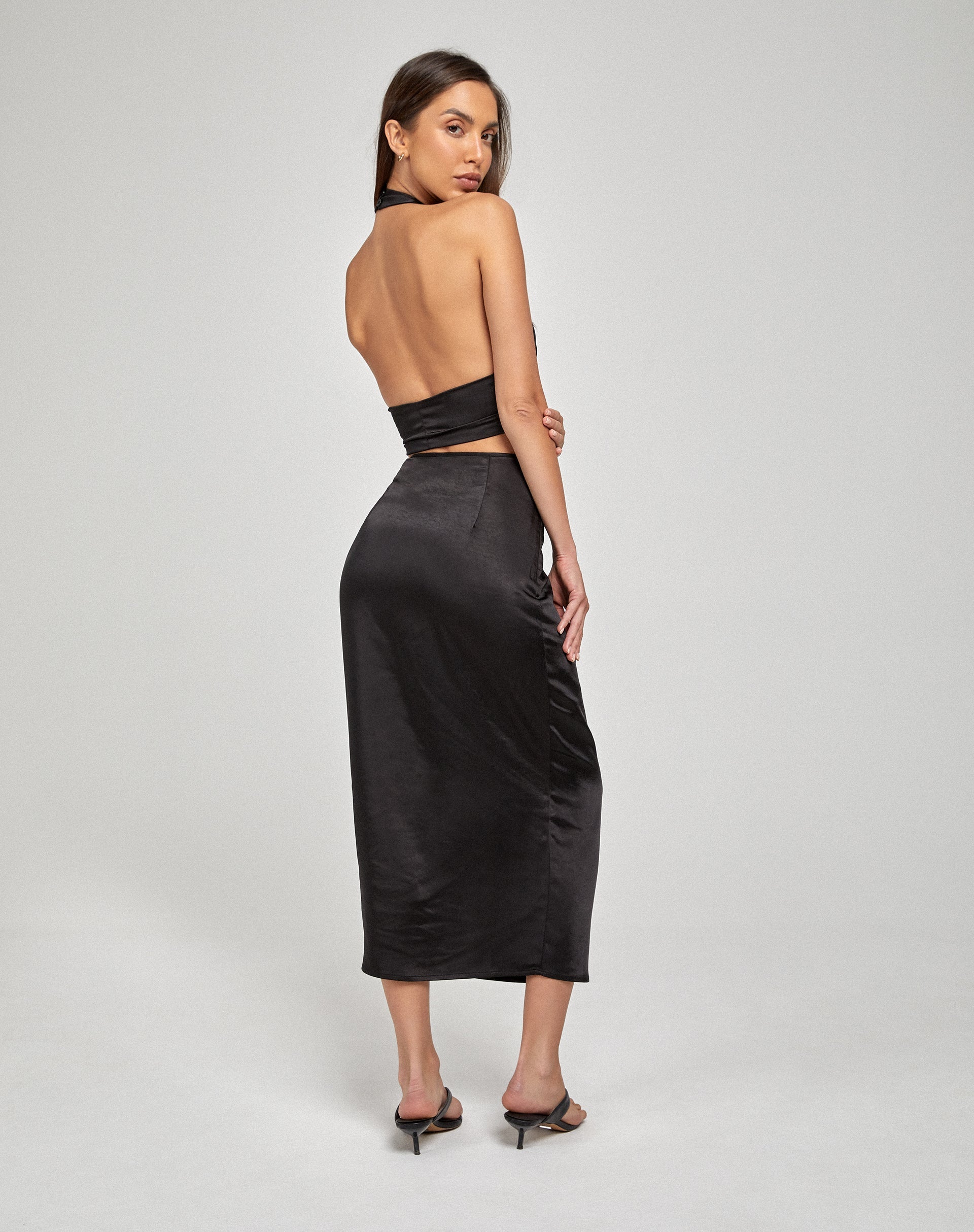 immagine di Gardy Midi Skirt in satin nero