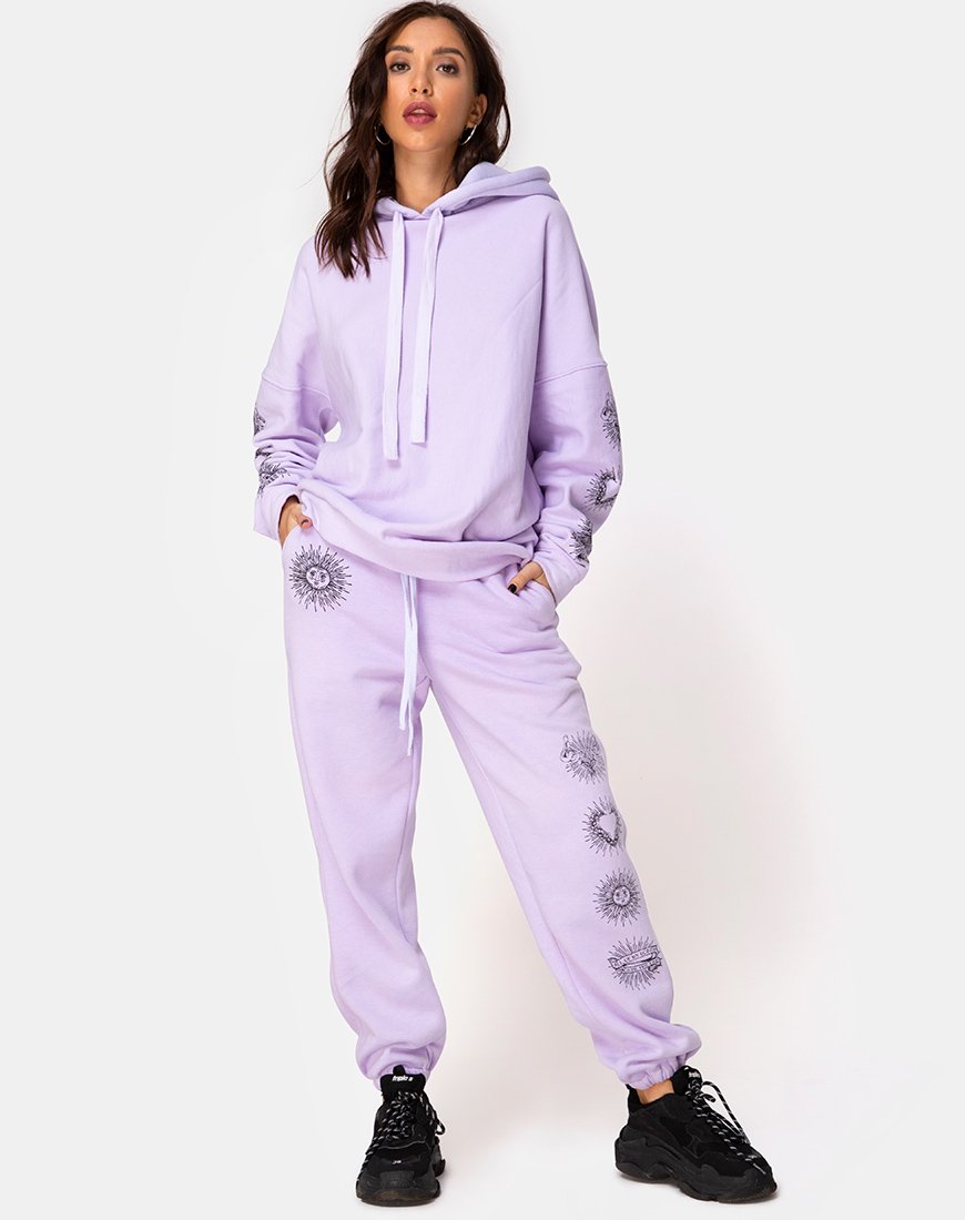 Immagine di Felpa con cappuccio oversize in lilla All Of My Bones