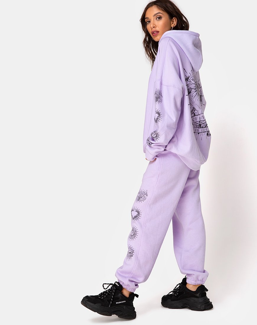 Immagine di Felpa con cappuccio oversize in lilla All Of My Bones
