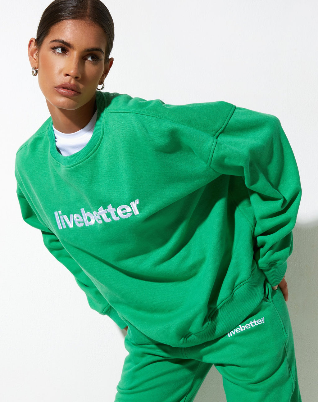 Felpa Ted in verde divertente con stampa "Live Better".