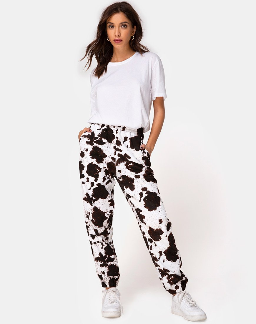 Immagine di Basta Jogger in pelle di mucca marrone/bianco