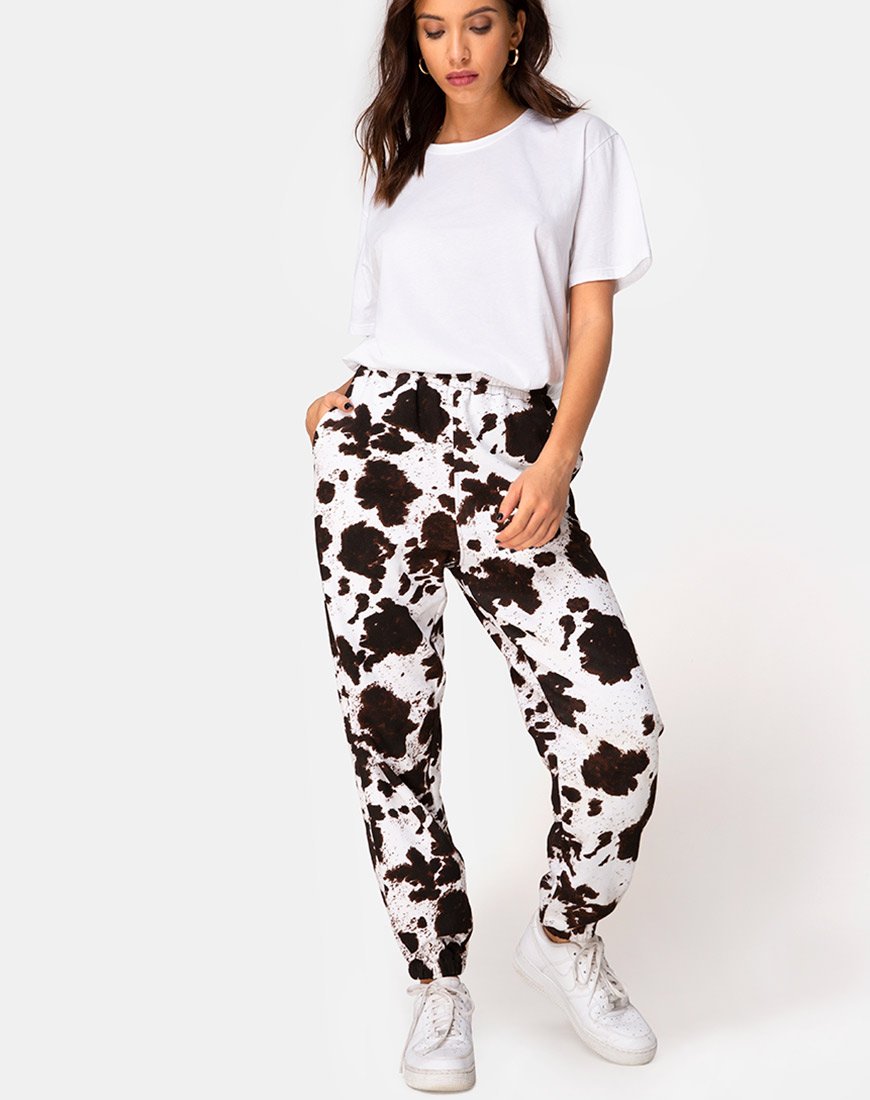 Immagine di Basta Jogger in pelle di mucca marrone/bianco