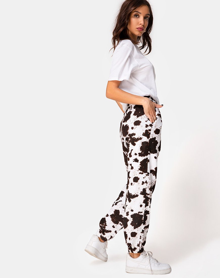 Immagine di Basta Jogger in pelle di mucca marrone/bianco