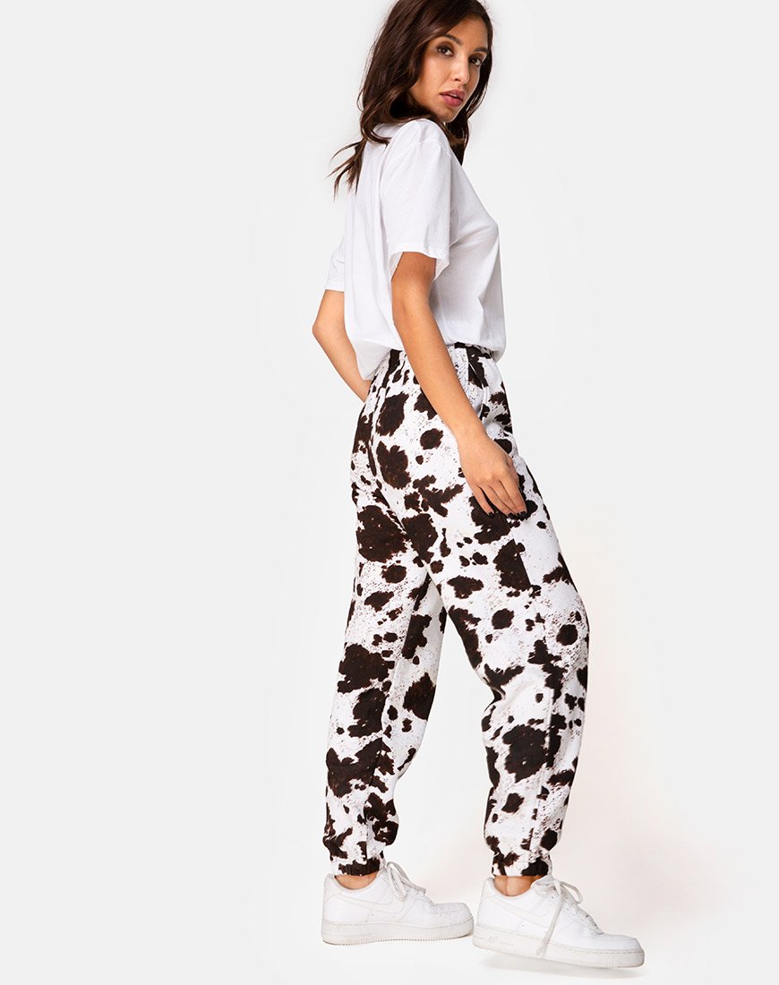 Immagine di Basta Jogger in pelle di mucca marrone/bianco