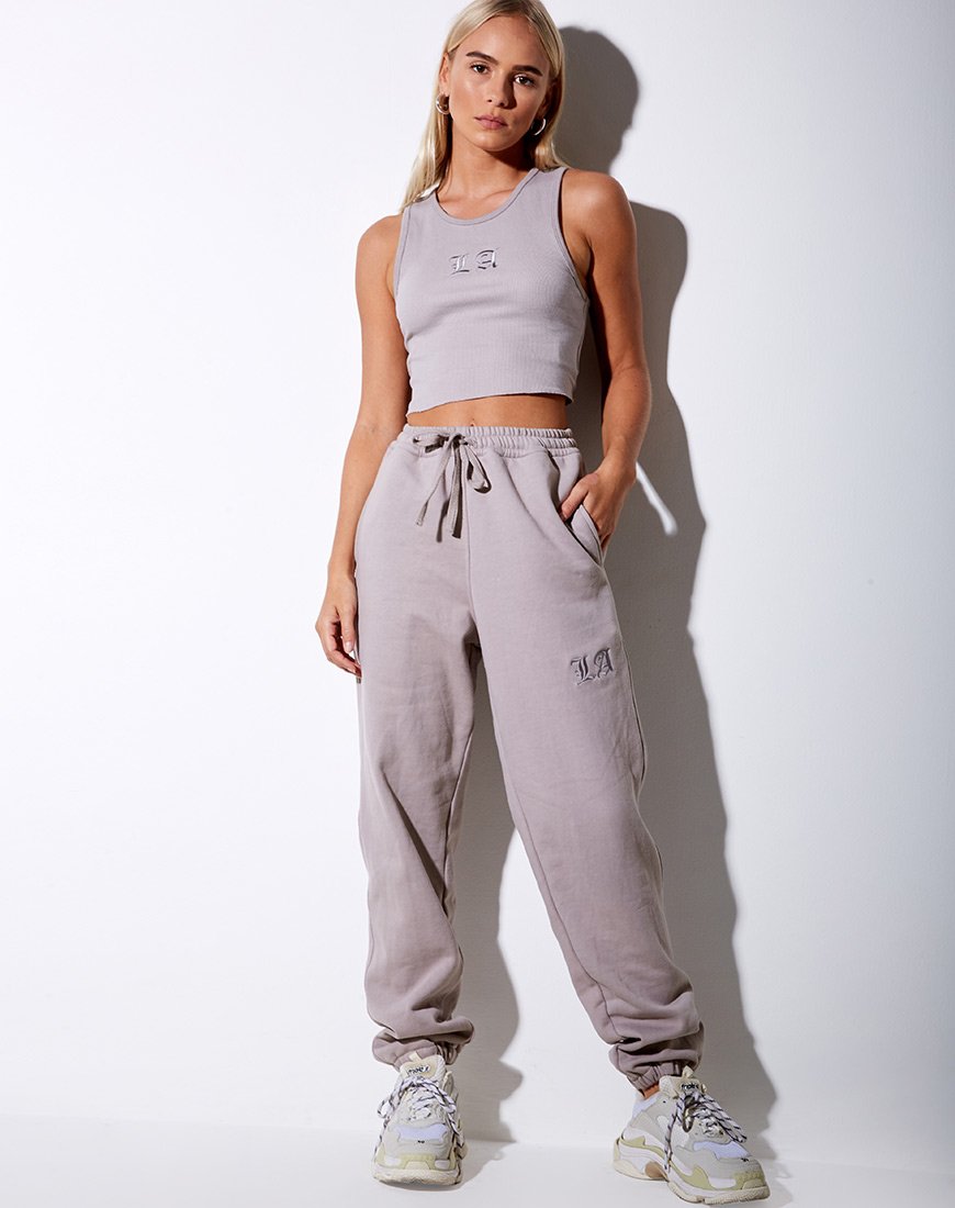 Basta Jogger in fungo con ricamo "LA".