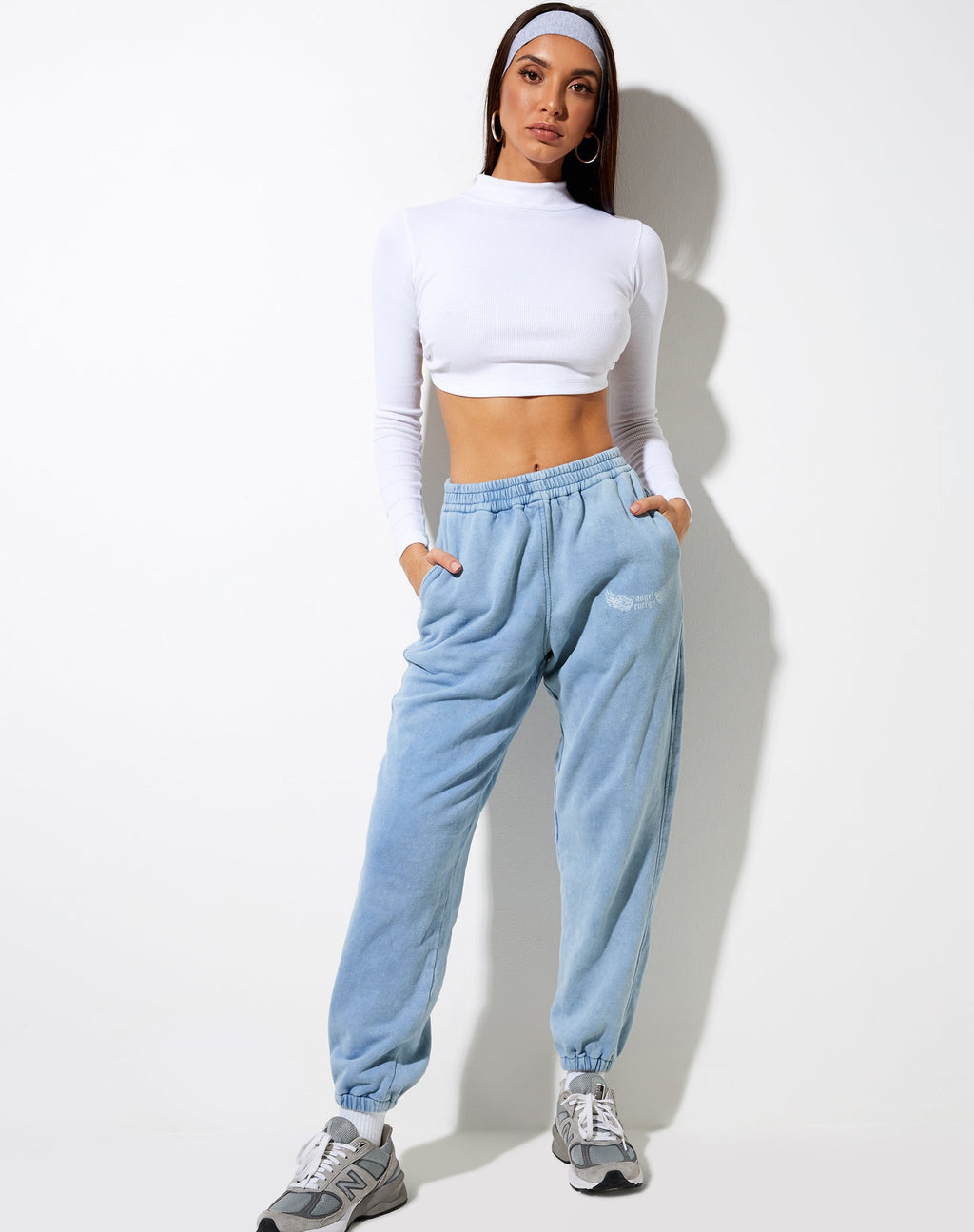 Basta Jogger con ali 'Angel Energy' blu lavato