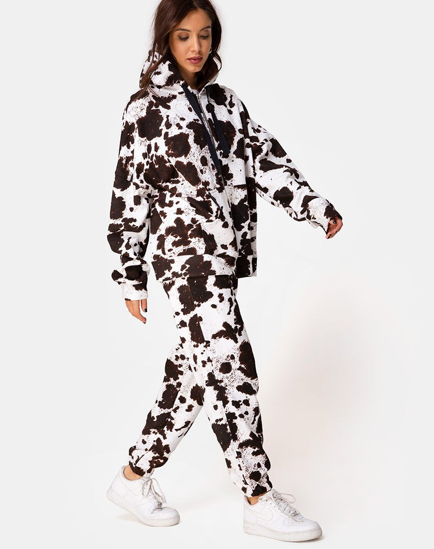 Immagine di Hollack Zip Hoody in pelle di mucca marrone/bianco