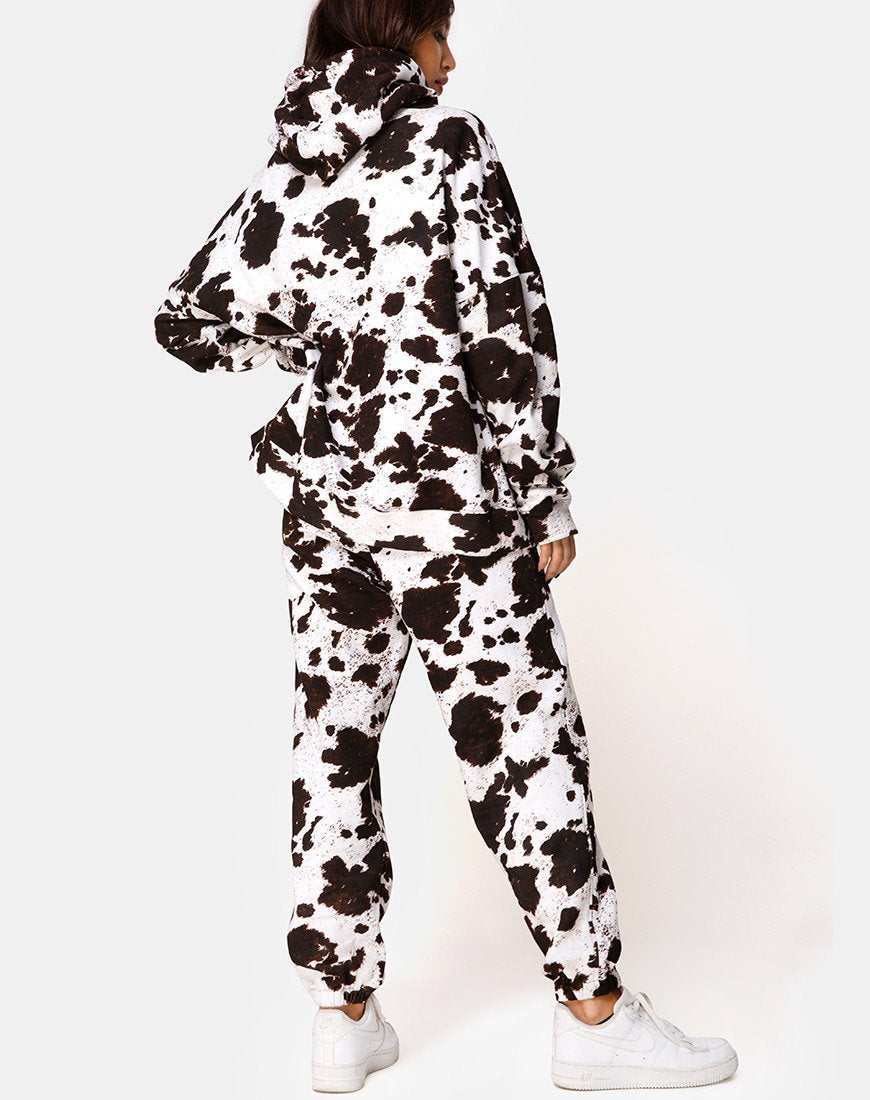 Immagine di Hollack Zip Hoody in pelle di mucca marrone/bianco