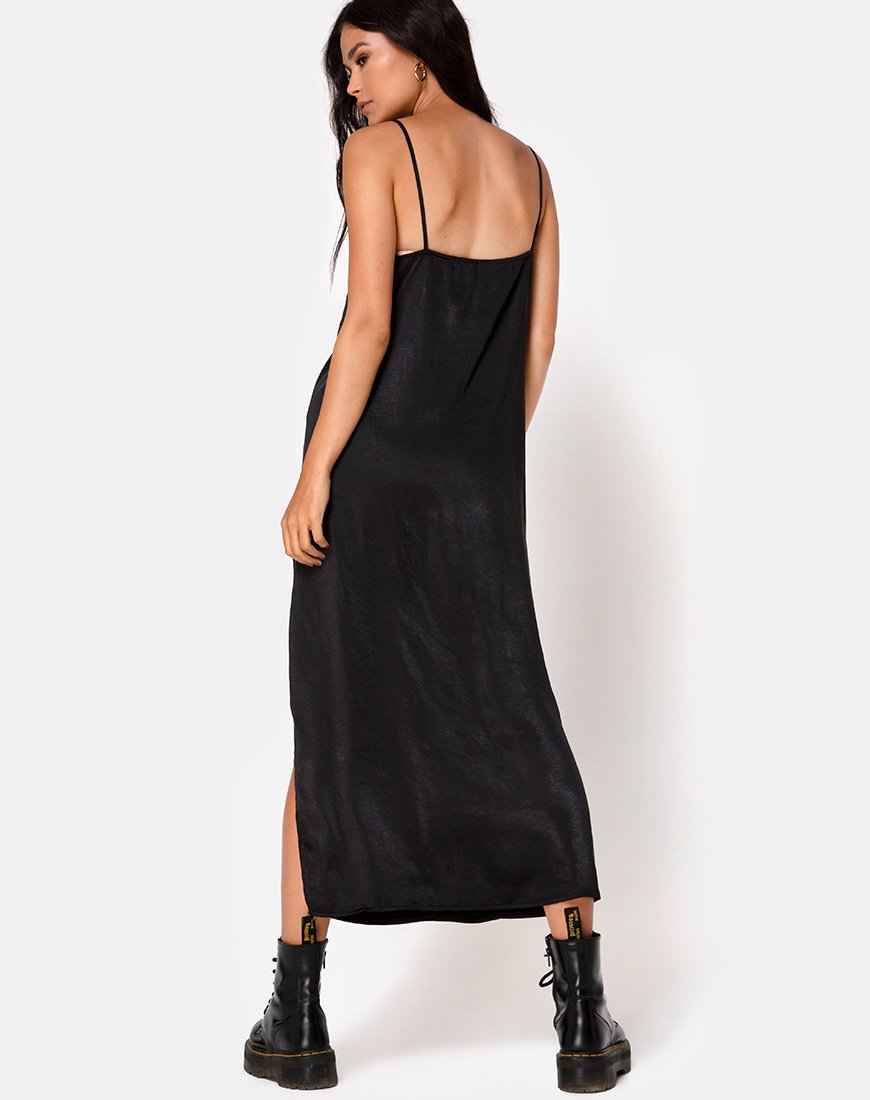 Maxi abito Batis in raso nero
