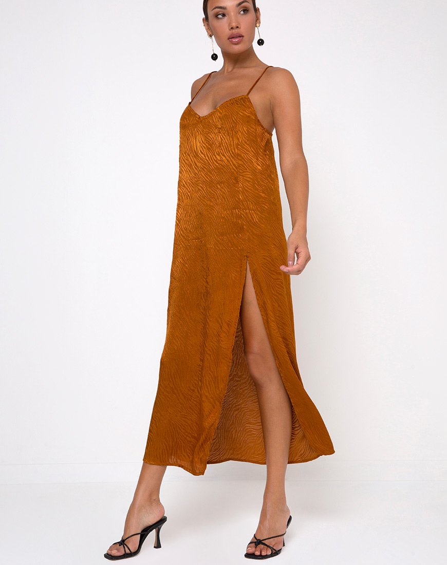 Immagine di Batis Maxi Abito in raso Zebra Golden Coral