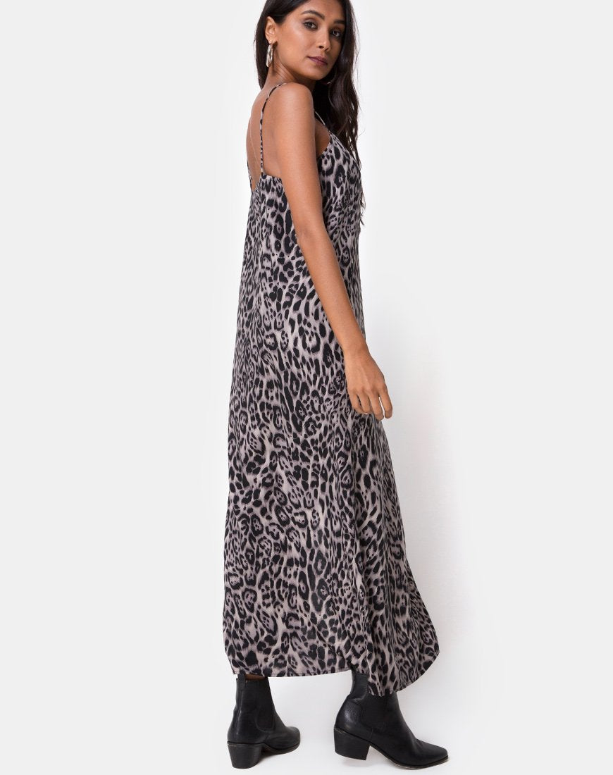 Maxi abito Batis in grigio leopardo