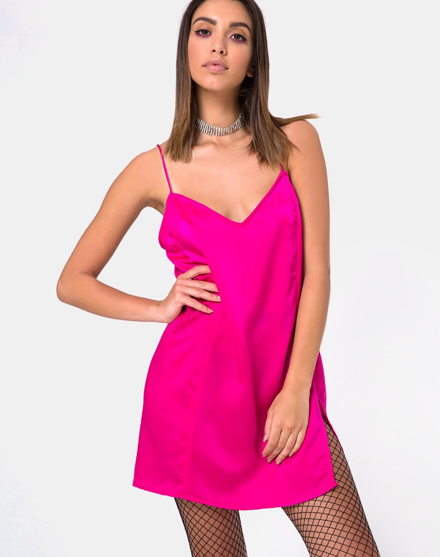 Immagine di Batista Slip Dress in raso fucsia rosa