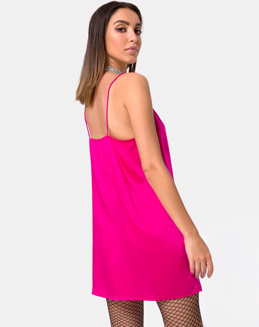 Immagine di Batista Slip Dress in raso fucsia rosa