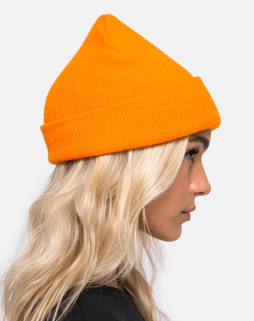 Immagine del cappello Beanie in arancione acido