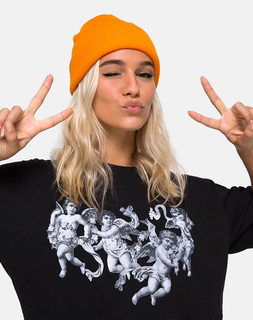 Immagine del cappello Beanie in arancione acido