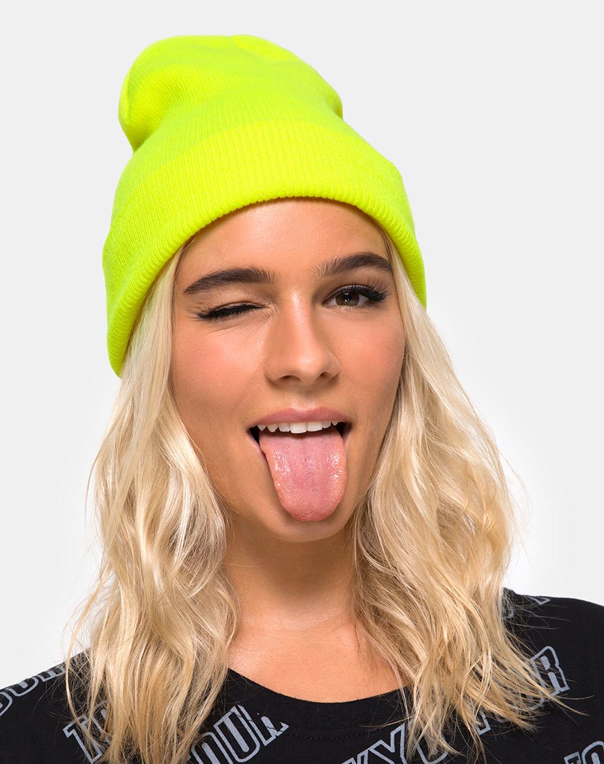 Immagine del cappello Beanie in giallo evidenziatore