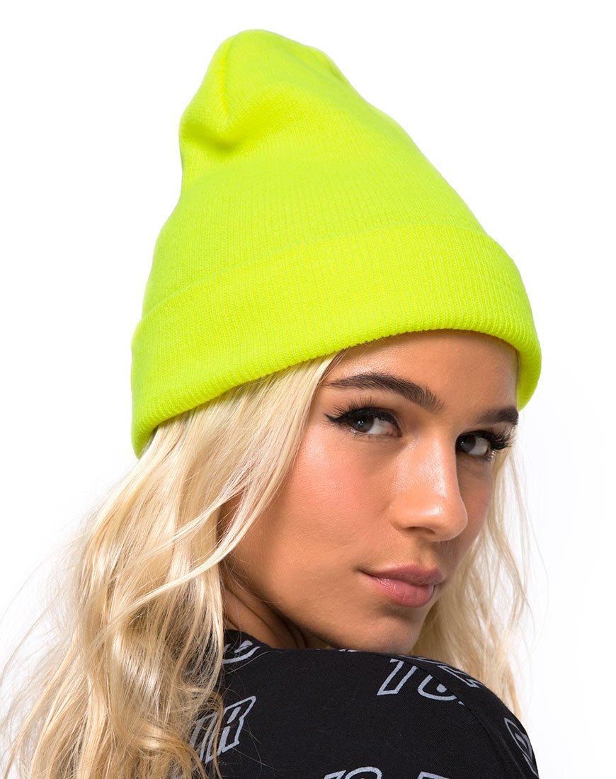 Cappello Beanie in giallo evidenziatore