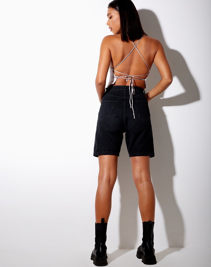 Immagine di Belisa Crop Top in raso grigio argento