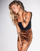 Immagine di Bella Mini Gonna in Raso Spandex Marrone