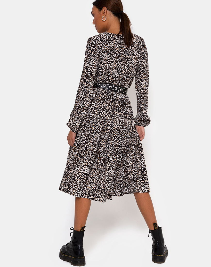 Immagine di Bello Midi Dress in Rar Leopard Brown