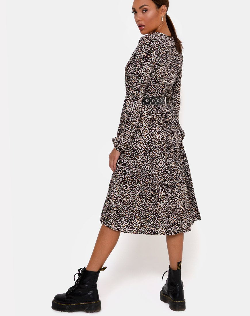 Immagine di Bello Midi Dress in Rar Leopard Brown