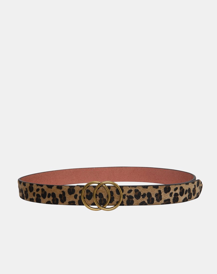 Immagine della cintura in pelle leopardata con fibbia rotonda