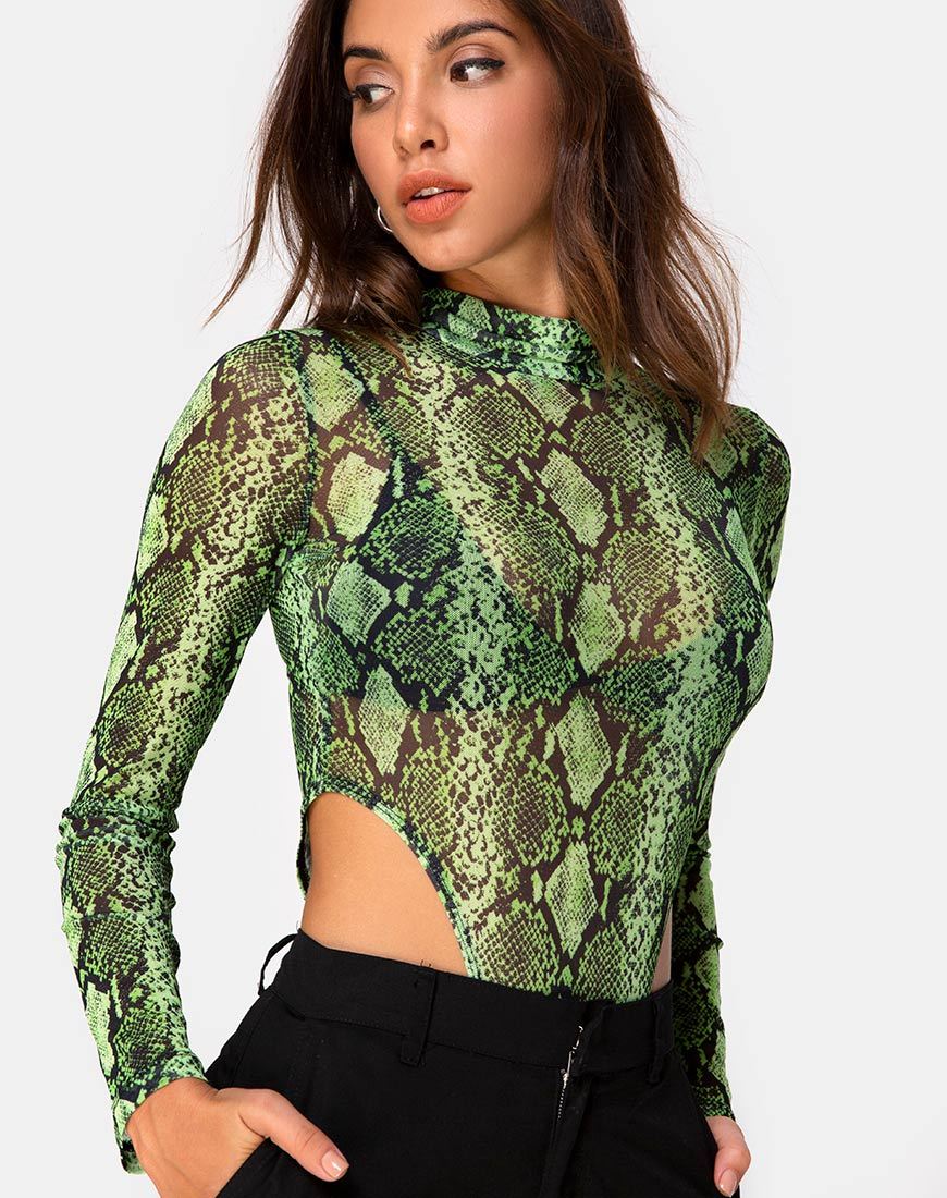Corpetto Berani in maglia serpente Slime Lime
