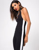 Immagine di Beripe Plunge Unitard in nero con strisce bianche