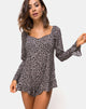 Immagine di Berlo Longsleeve Playsuit in Ditsy Rose Nero
