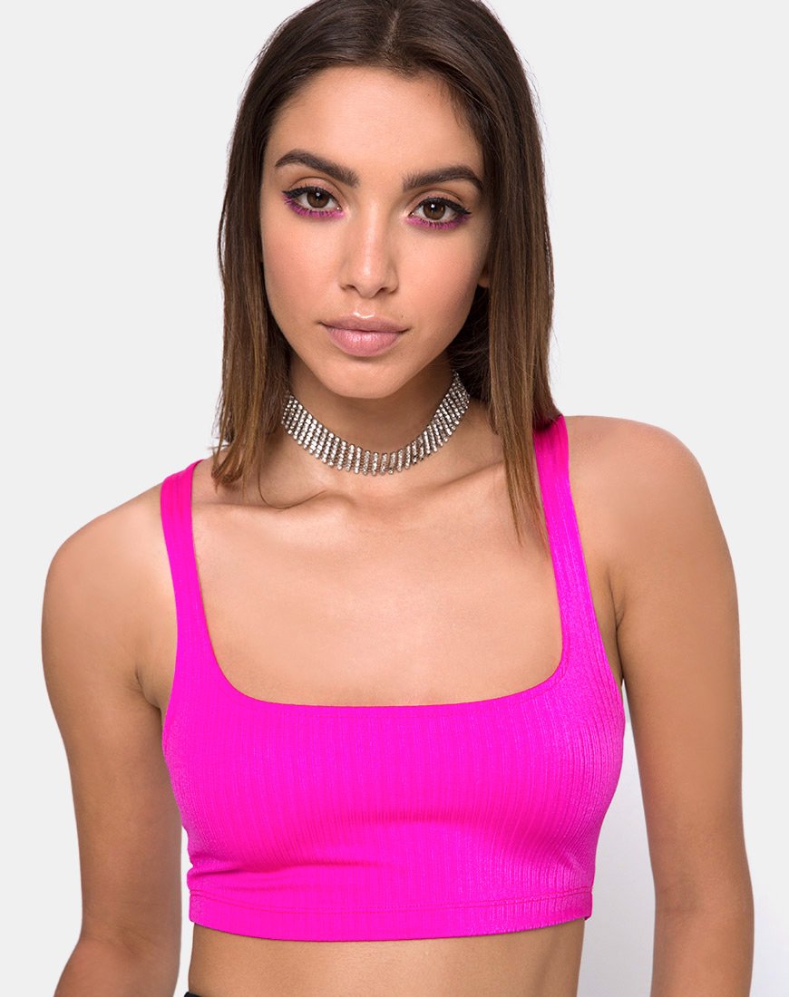 Top ai frutti di bosco in Nylon Spandex Magenta