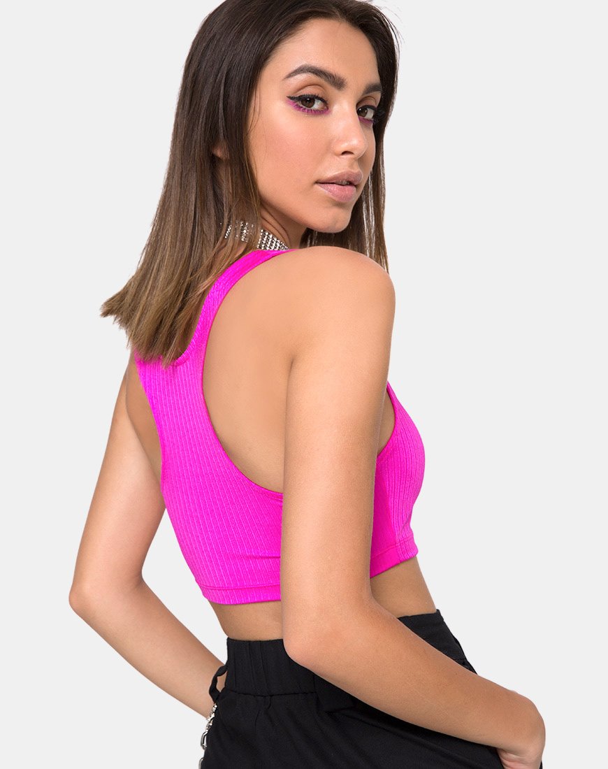 Top ai frutti di bosco in Nylon Spandex Magenta