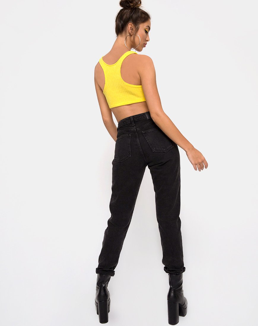 Immagine di Berries Crop Top in maglia a coste giallo