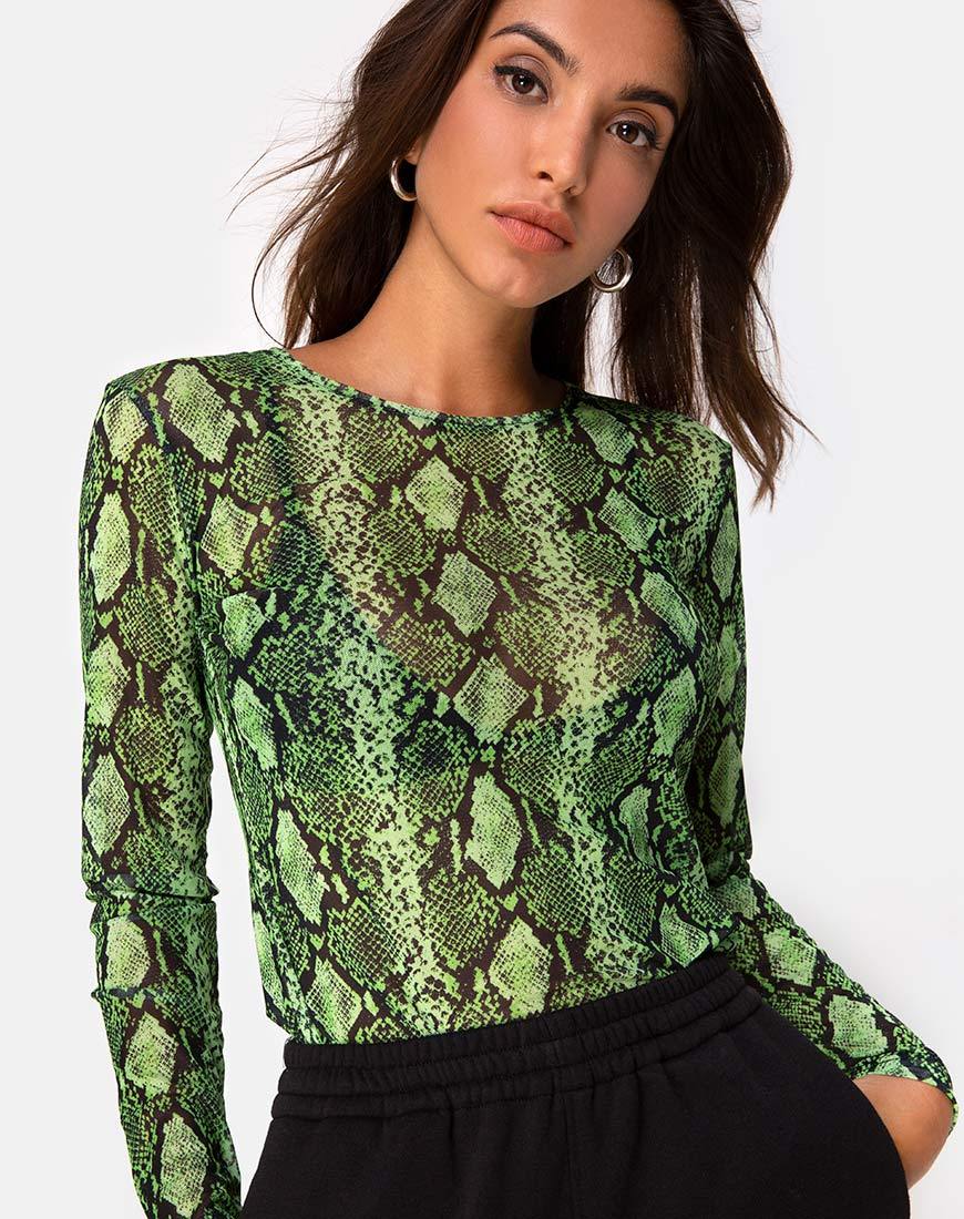 Corpetto Betina in maglia serpente Slime Lime