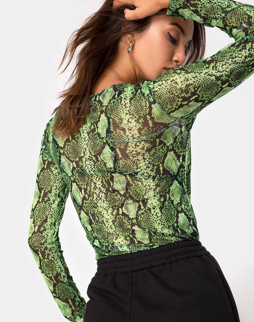Corpetto Betina in maglia serpente Slime Lime