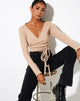 Immagine di Bianca Wrap Top in Rib Tan