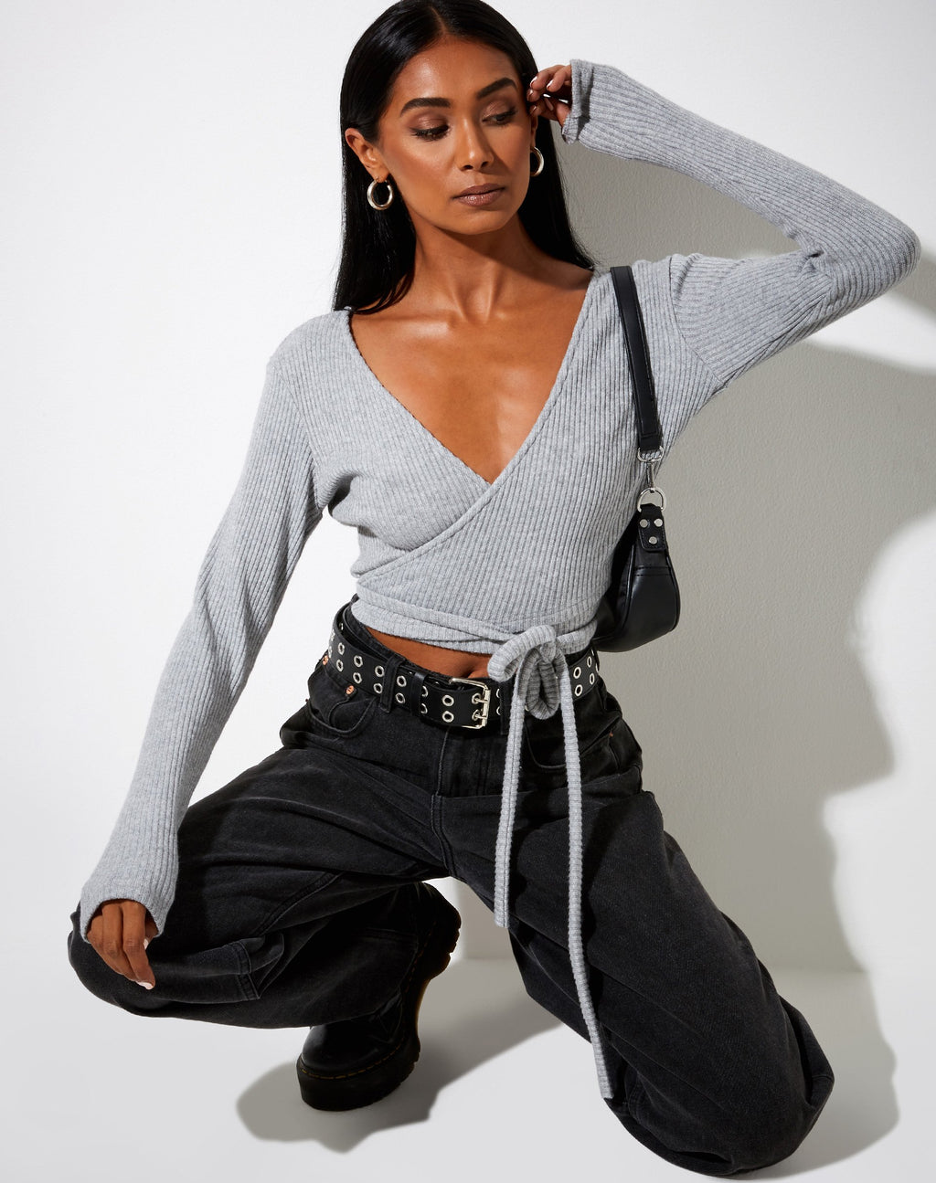 Top Bianca in grigio marna