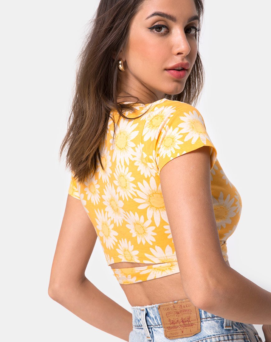 Immagine di Biaz Wrap Crop in giallo floreale sunkissed
