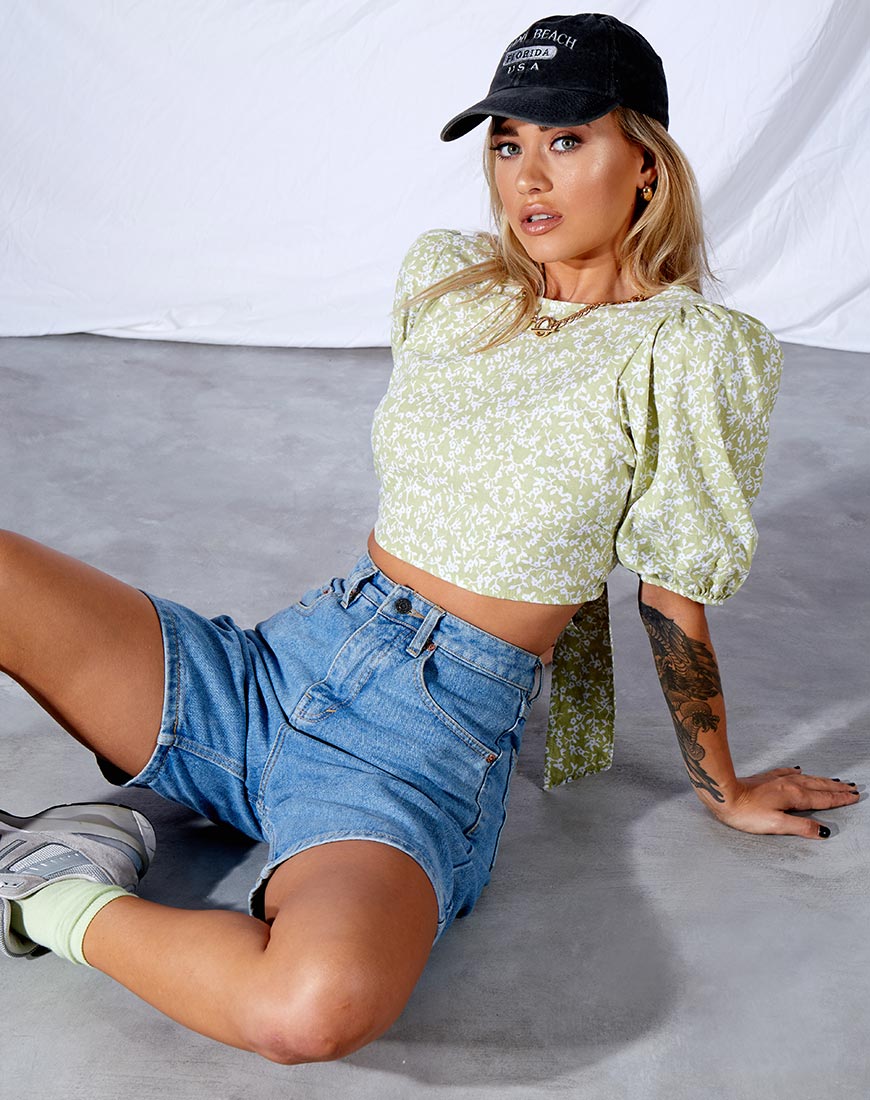 Crop Top Bija in schiuma di menta botanica