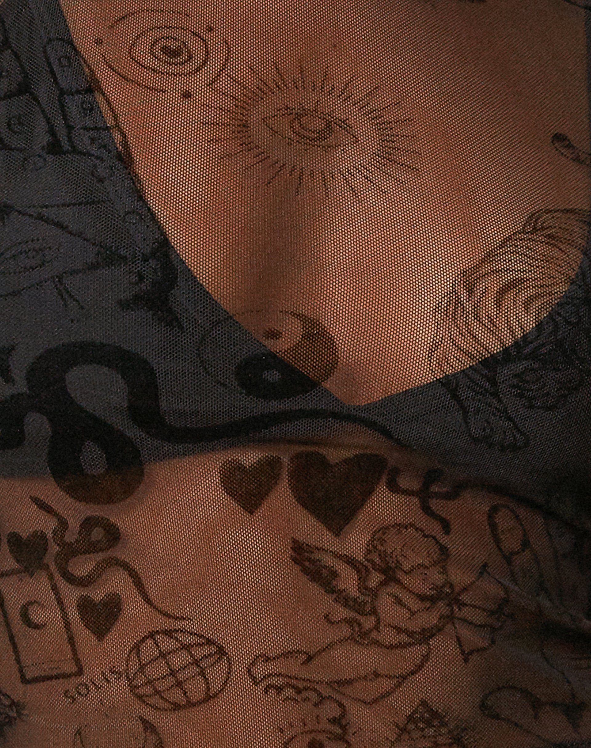 Immagine di Bika Gilet Top in nero Mano e Cuore Flock