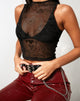 Immagine di Bika Gilet Top in nero Mano e Cuore Flock