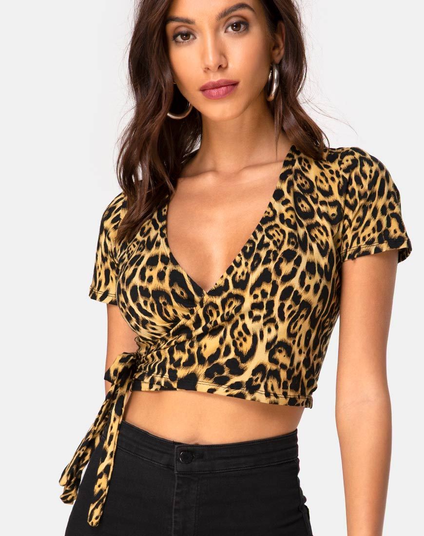 Crop Top Bilen in leopardo