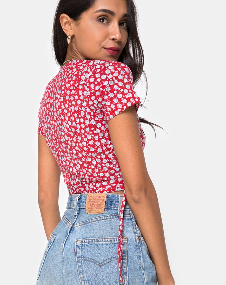 Immagine di Bilen Top in rosso rosa e argento